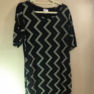 LuLaRoe Julia Black & Gold Sparkling Plus Size 2XL